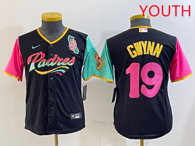 Youth San Diego Padres #19 Gwynn Black City Edition Game 2025 Nike MLB Jersey style 2->youth mlb jersey->Youth Jersey
